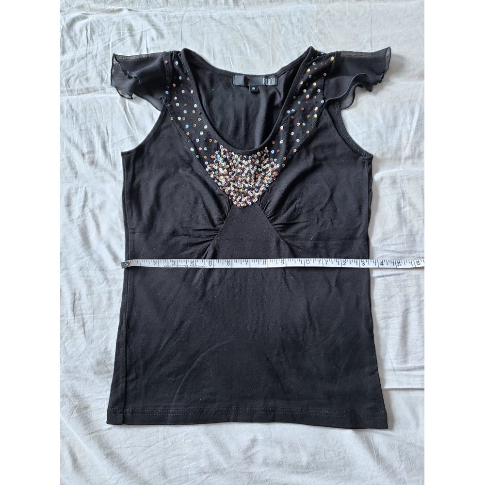BEDO Black Flutter Cap Sleeve Party Top